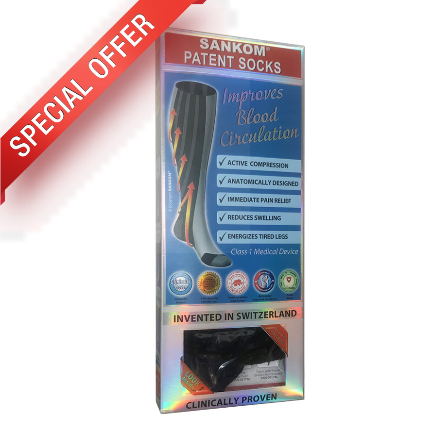 Buy Sankom SAN-045CGR Patent Active Compression Socks Grey, Size
